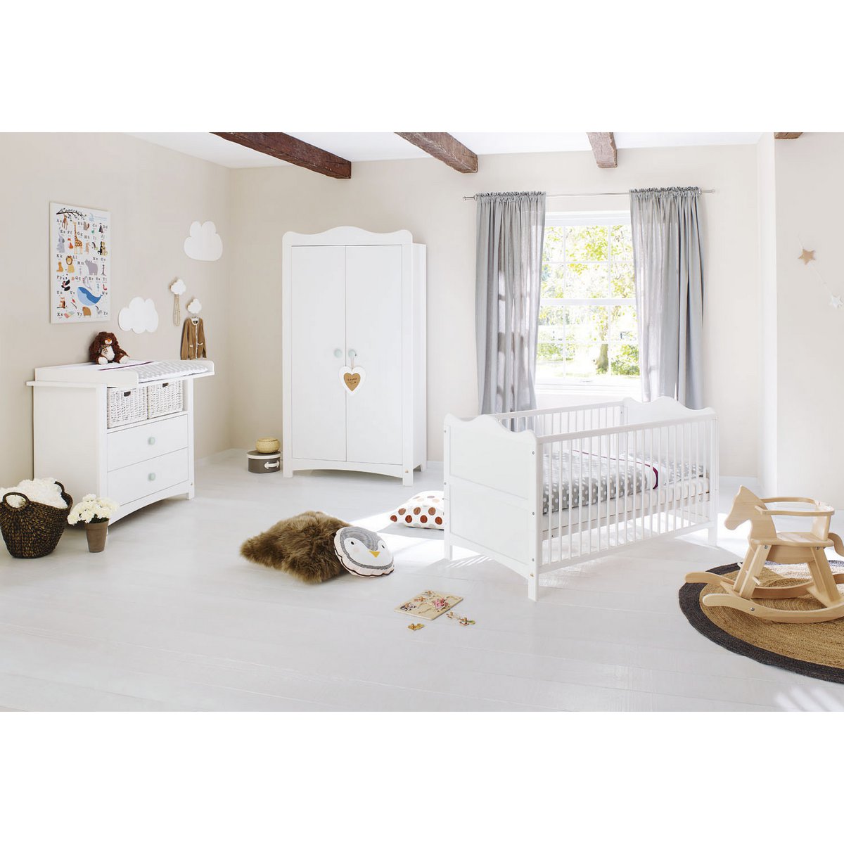 Kamer 'Florentina' – Brede set (3-delig: Ledikant, Brede commode, 2-deurs kledingkast)