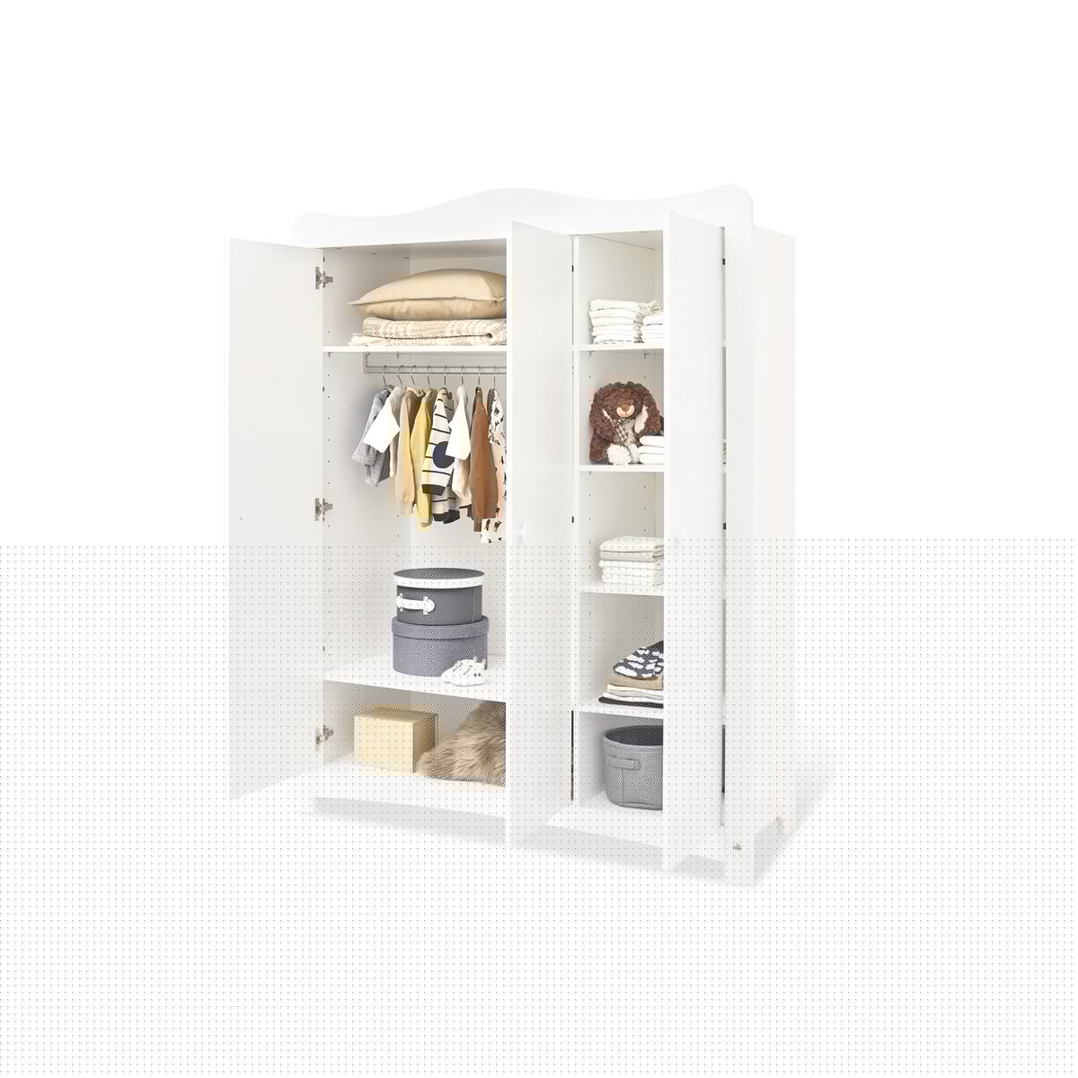 Kamer 'Florentina' – Brede grote set met kast (4-delig: Ledikant, Brede commode, Grote kledingkast, Brede kast)