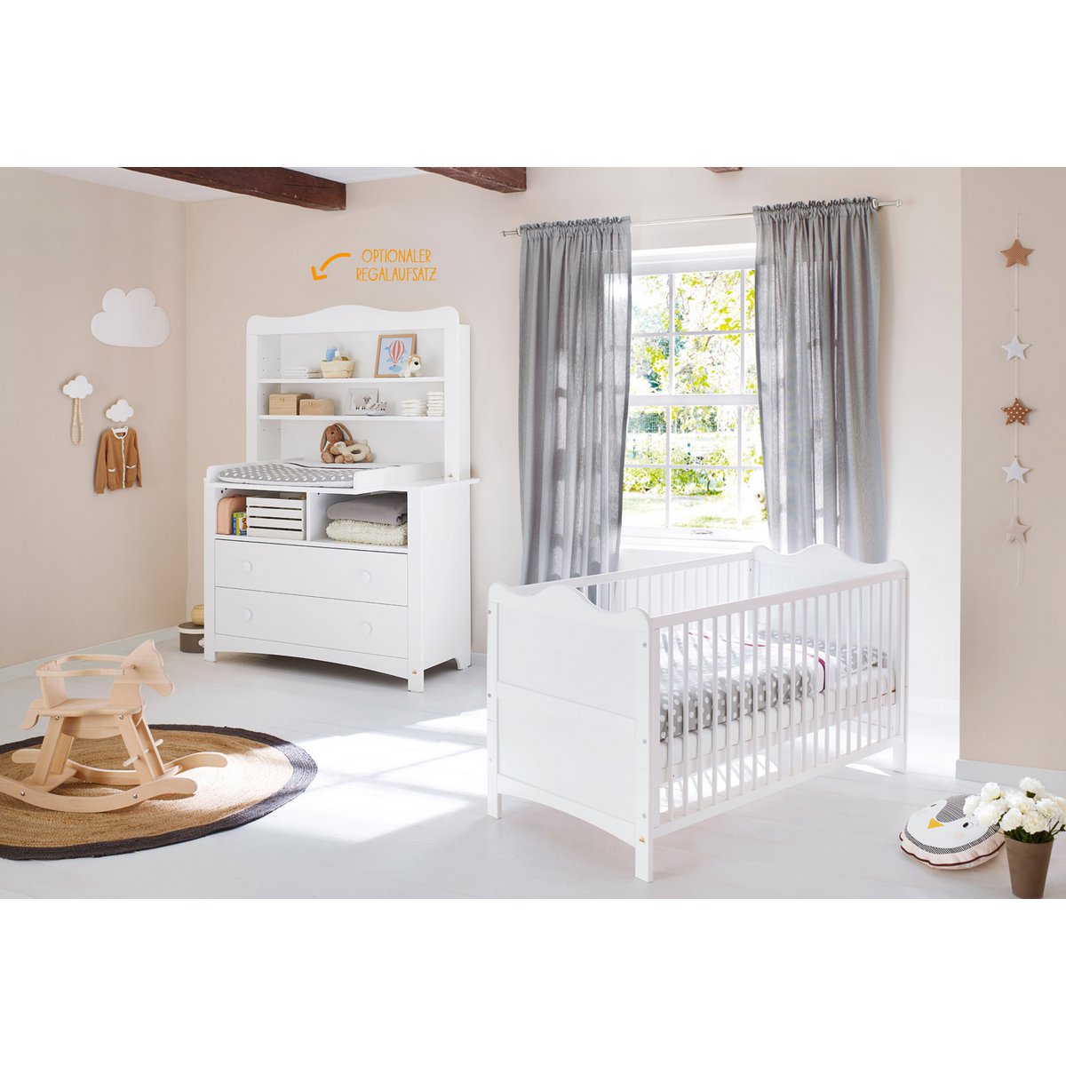 Kamer 'Florentina' – Extra brede set met extra brede kast (3-delig: Ledikant, Extra brede commode, Extra brede kast)