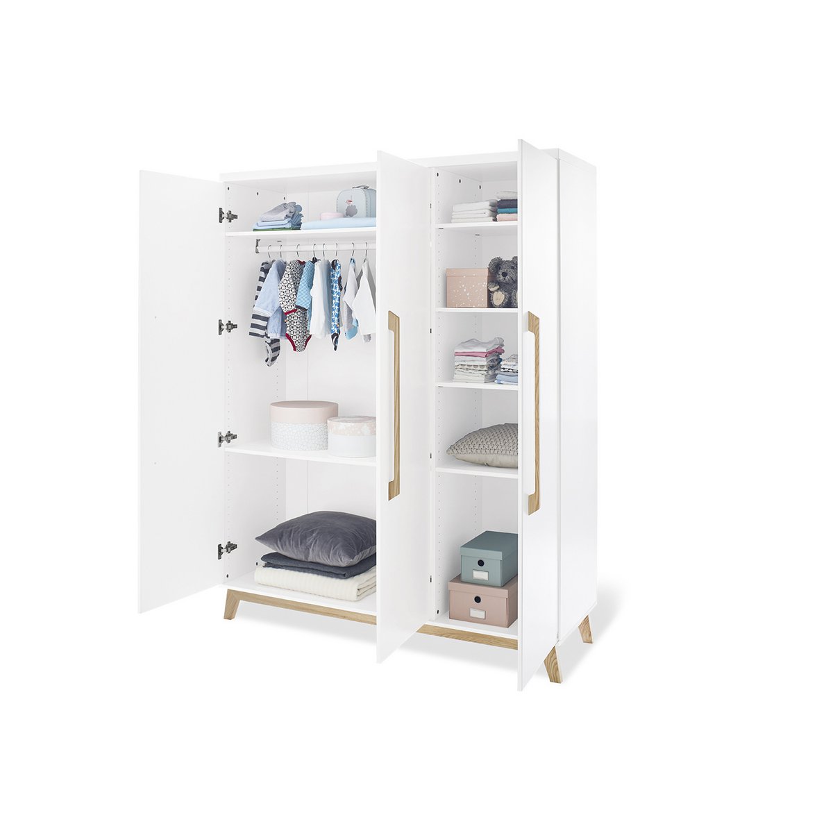Kamer 'Hilda & Riva' – Brede witte grote set (3-delig: Huisbed, Brede commode, Grote kledingkast)
