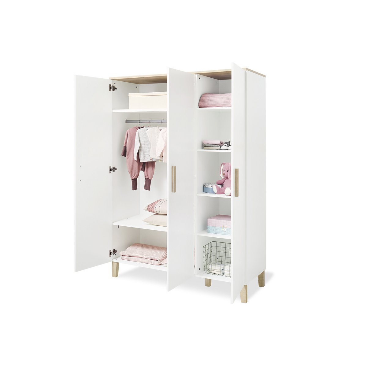 Kamer 'Lumi' – Extra brede grote set (3-delig: Ledikant, Extra brede commode, Grote kledingkast)