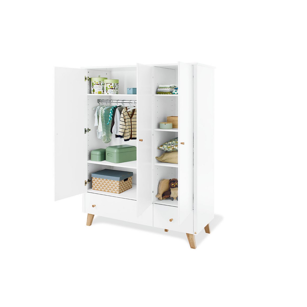 Kamer 'Hilda & Pan' – Extra brede witte grote set (3-delig: Huisbed, Extra brede commode, Grote kledingkast)