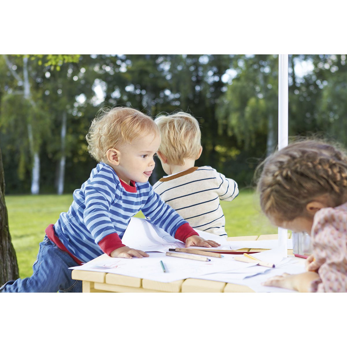 Kinderpicknicktafel 'Nicki voor 6' met Rugleuning – Nature