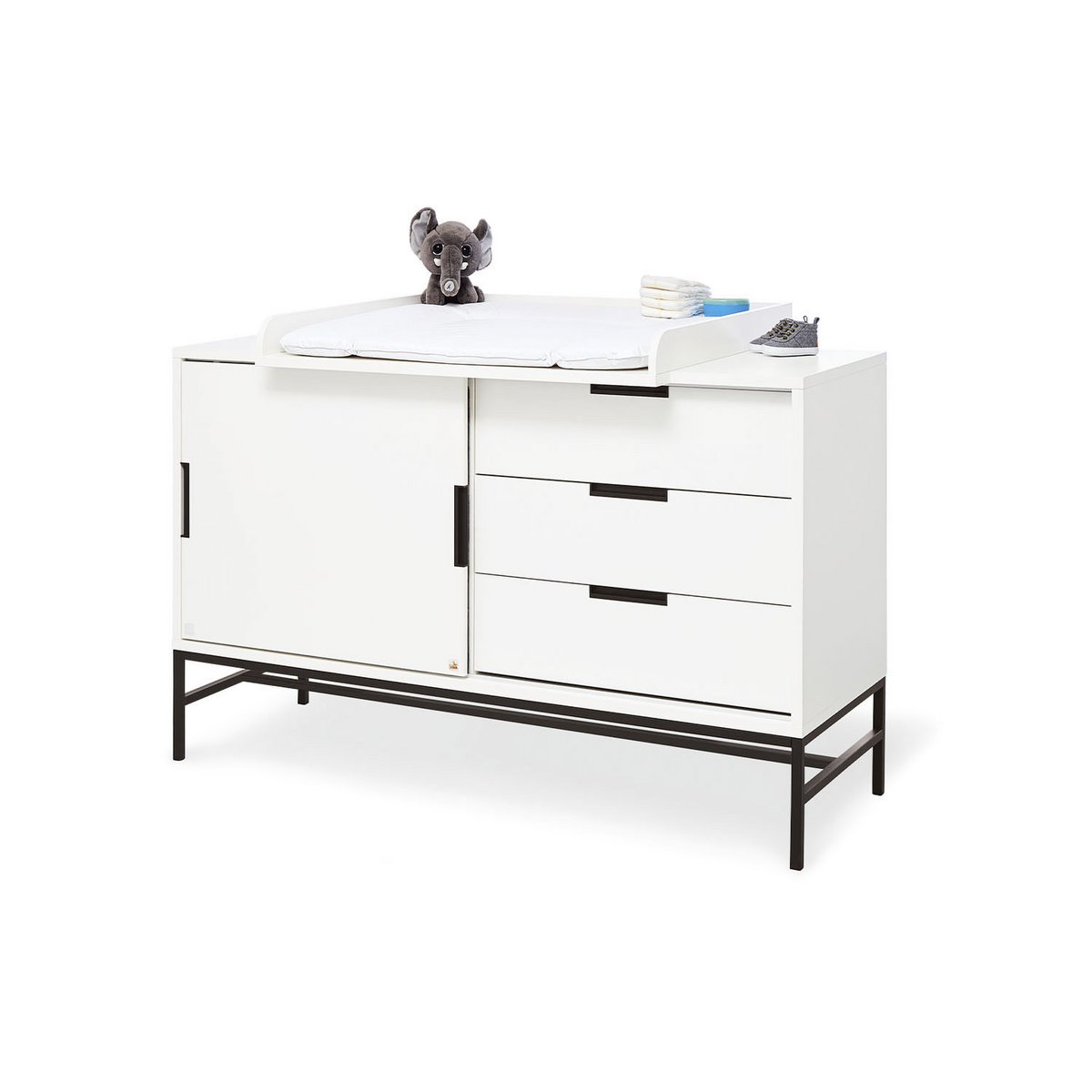 Kamer 'Steel' – Extra brede grote set (3-delig: Ledikant, Extra brede commode, Grote kledingkast)