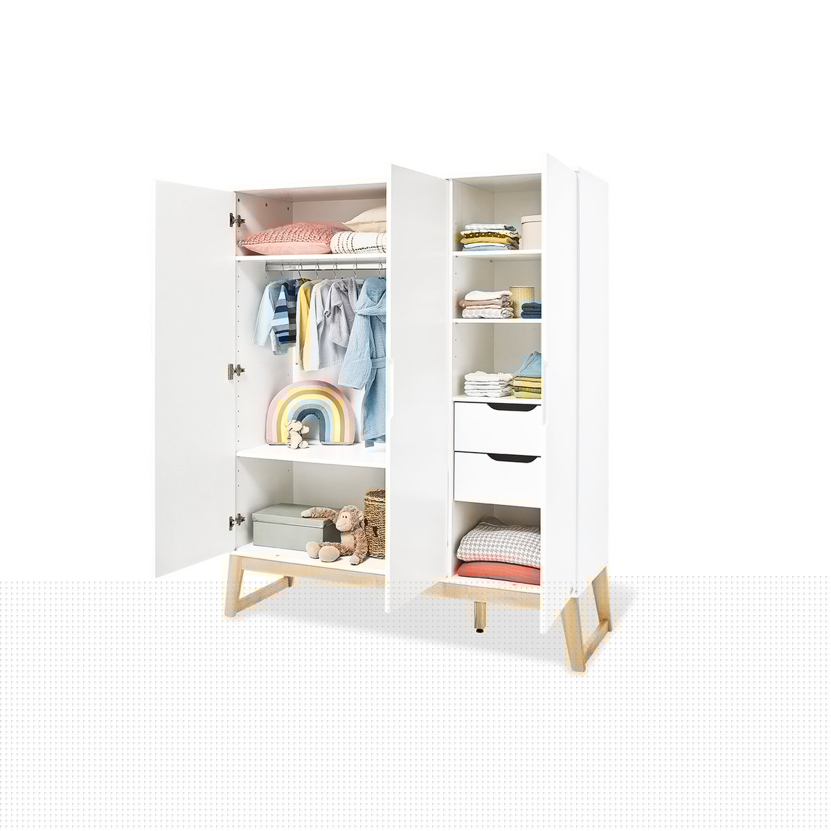 Kamer 'Bridge' – Extra brede grote set (3-delig: Ledikant, Extra brede commode, Grote kledingkast)