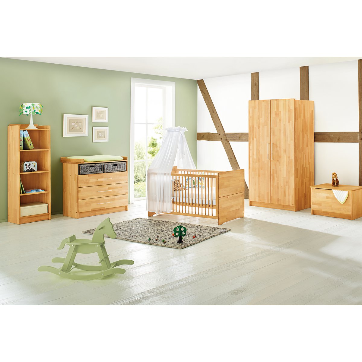 Kamer 'Natura' – Brede set (3-delig: Ledikant, Brede commode, 2-deurs kledingkast)