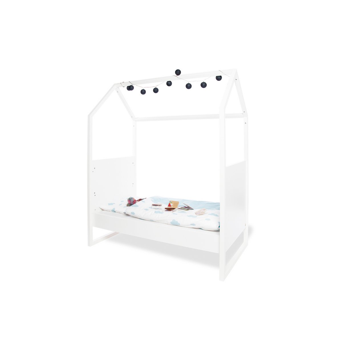 Kamer 'Hilda & Pan' – Brede witte starterset (2-delig: Huisbed, Brede commode)