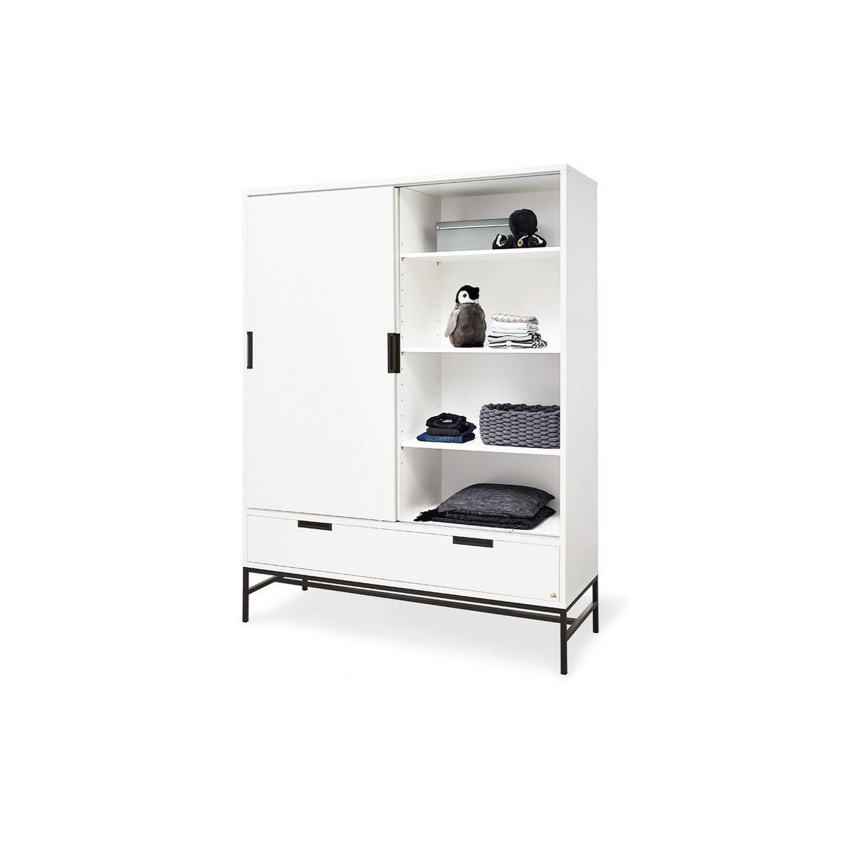 Kamer 'Steel' – Extra brede grote set (3-delig: Ledikant, Extra brede commode, Grote kledingkast)