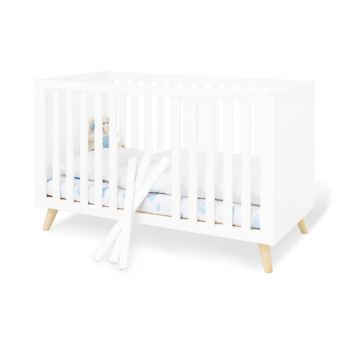 Kamer 'Move' – Brede grote set met wandplank (4-delig: Ledikant, Brede commode, Grote kledingkast, Wandplank)