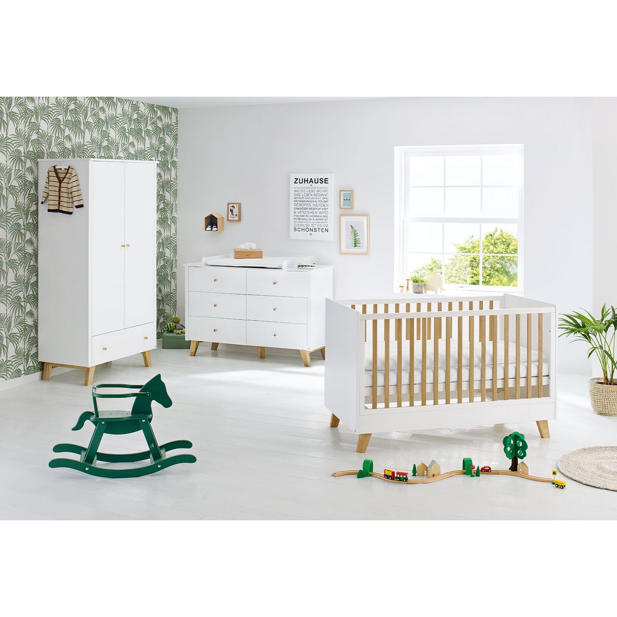 Kamer 'Pan' – Extra brede set (3-delig: Ledikant, Extra brede commode, 2-deurs kledingkast)