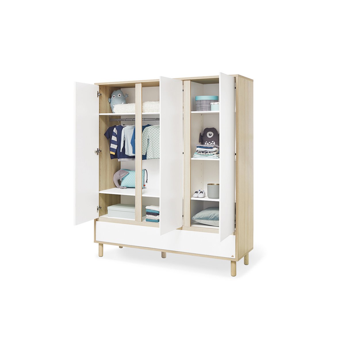 Kamer 'Flow' – Brede grote set (3-delig: Ledikant, Brede commode, Grote kledingkast)