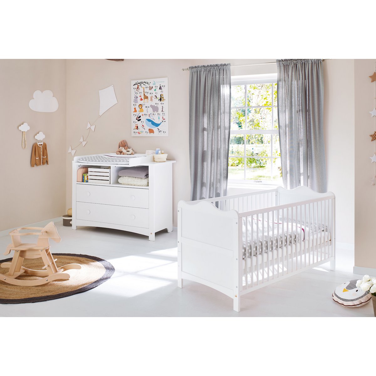 Kamer 'Florentina' – Extra brede starterset (2-delig: Ledikant, Extra brede commode)