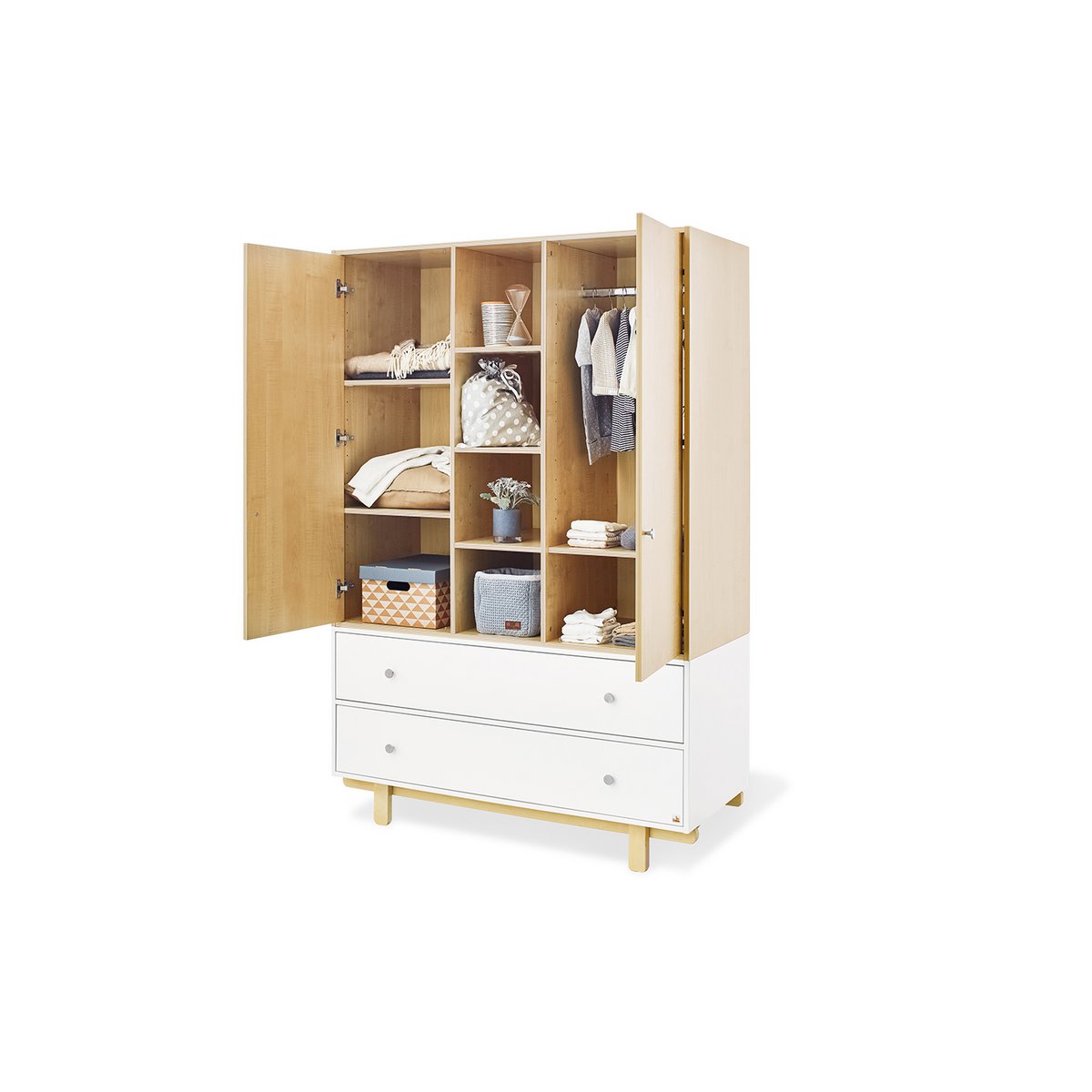 Kamer 'Boks' – Extra brede grote set (3-delig: Ledikant, Extra brede commode, Grote kledingkast)