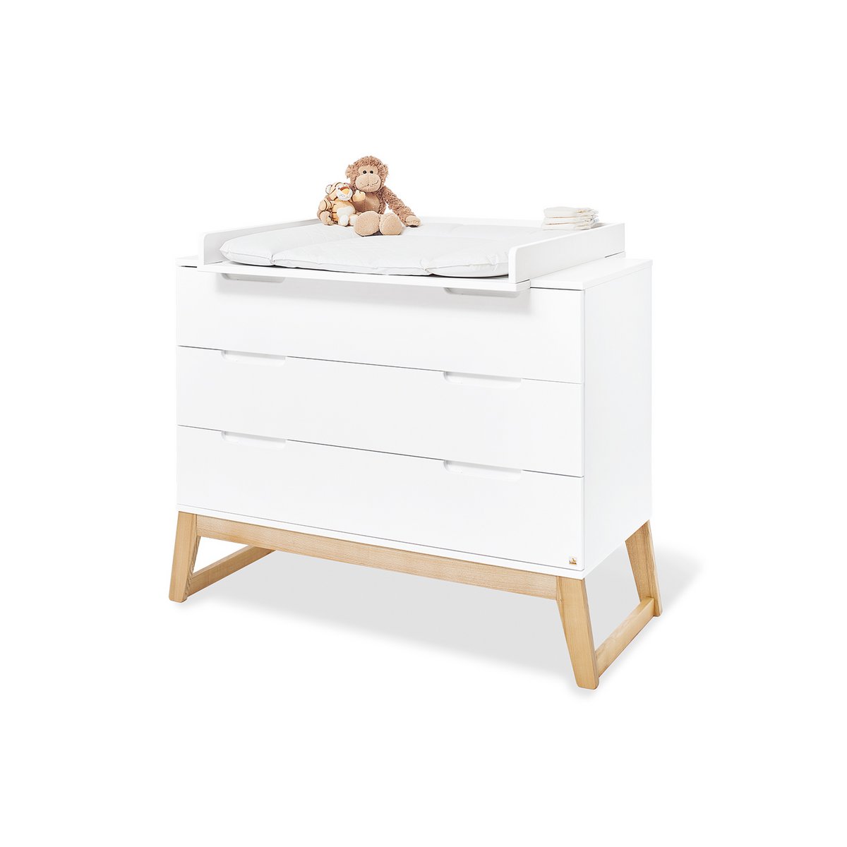 Kamer 'Bridge' – Brede starterset met wandplank (3-delig: Ledikant, Brede commode, Wandplank)