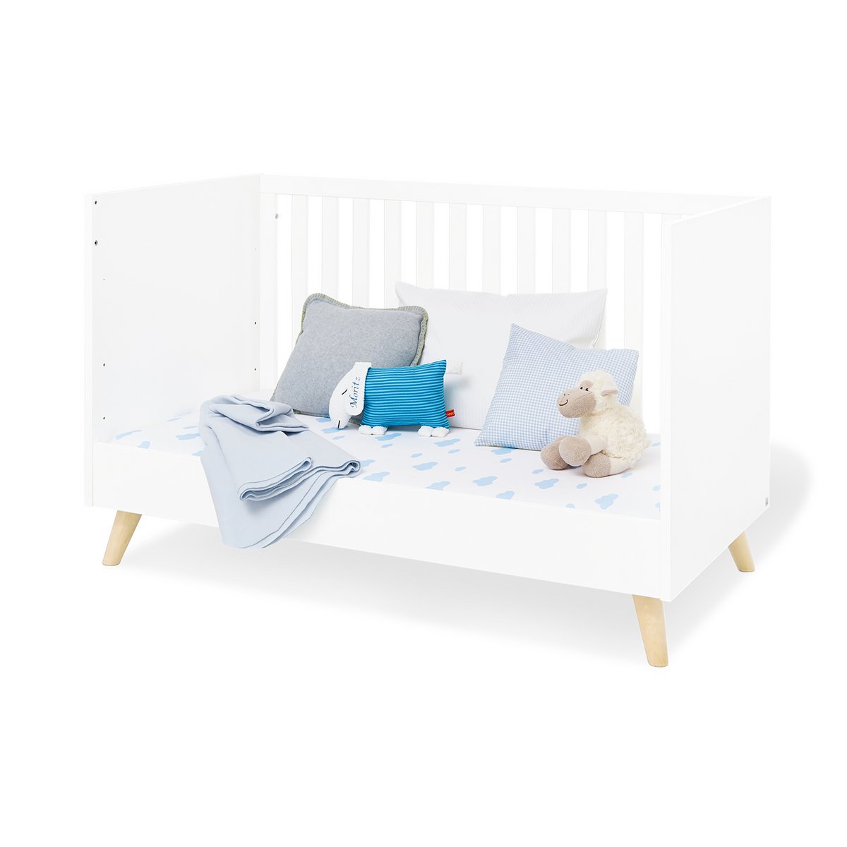 Kamer 'Move' – Brede grote set met wandplank (4-delig: Ledikant, Brede commode, Grote kledingkast, Wandplank)