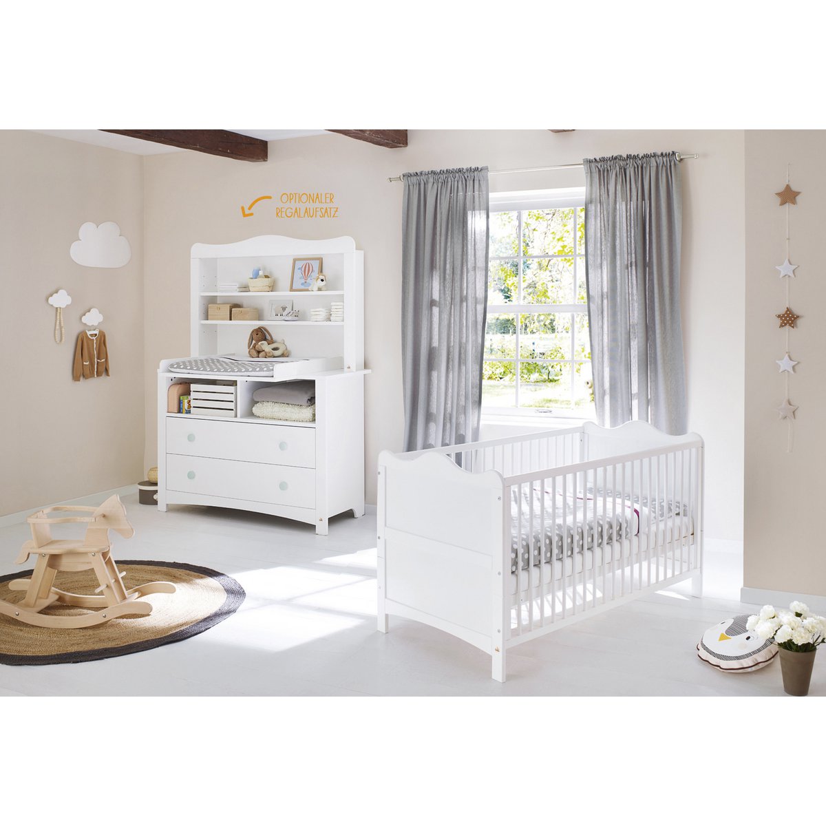 Kamer 'Florentina' – Extra brede set met extra brede kast (3-delig: Ledikant, Extra brede commode, Extra brede kast)