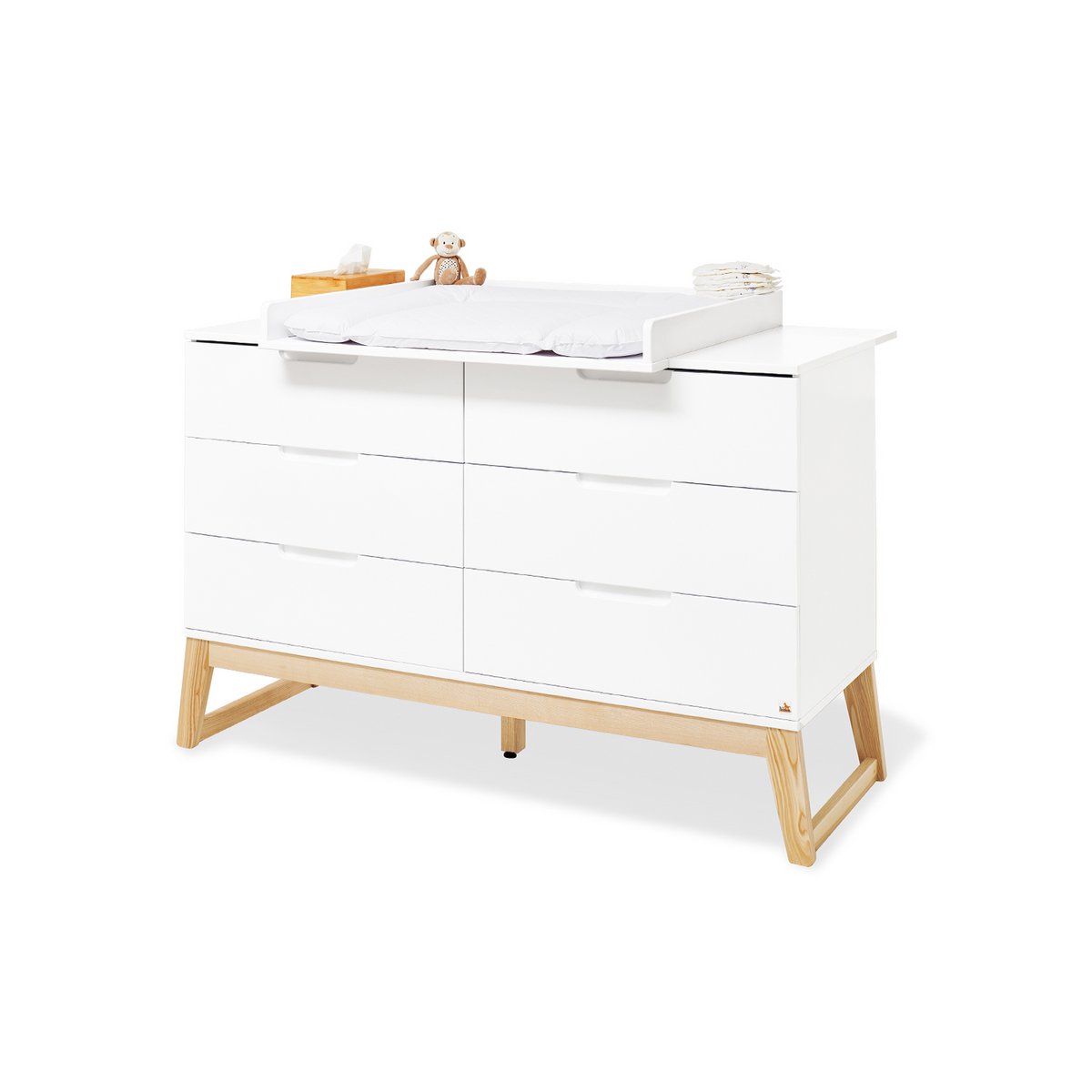 Kamer 'Bridge' – Extra brede set met wandplank (4-delig: Ledikant, Extra brede commode, 2-deurs kledingkast, Wandplank)