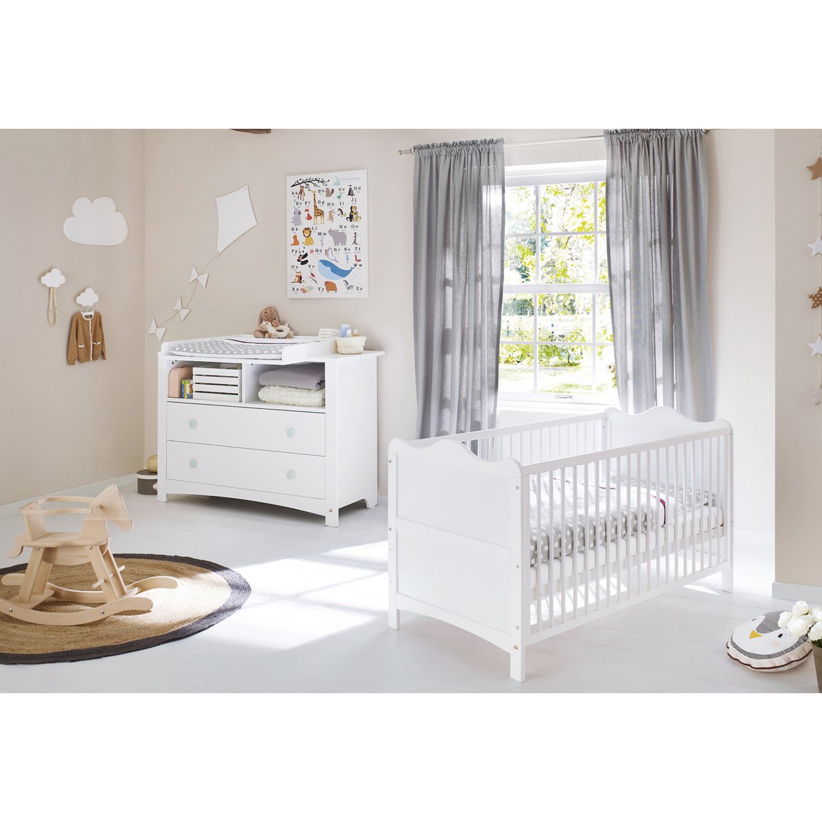 Kamer 'Florentina' – Extra brede starterset (2-delig: Ledikant, Extra brede commode)