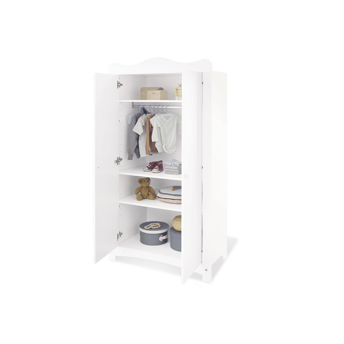 Kamer 'Florentina' – Brede set met kast (4-delig: Ledikant, Brede commode, Brede plank, 2-deurs kledingkast)