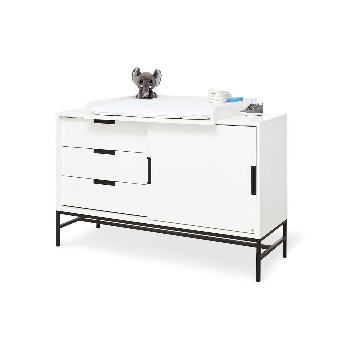 Kamer 'Steel' – Extra brede grote set (3-delig: Ledikant, Extra brede commode, Grote kledingkast)