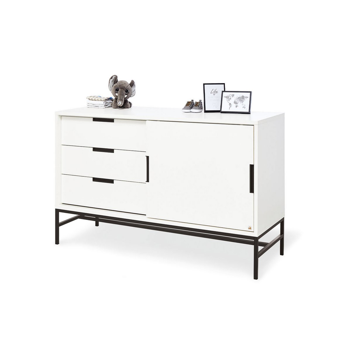 Kamer 'Steel' – Extra brede grote set (3-delig: Ledikant, Extra brede commode, Grote kledingkast)