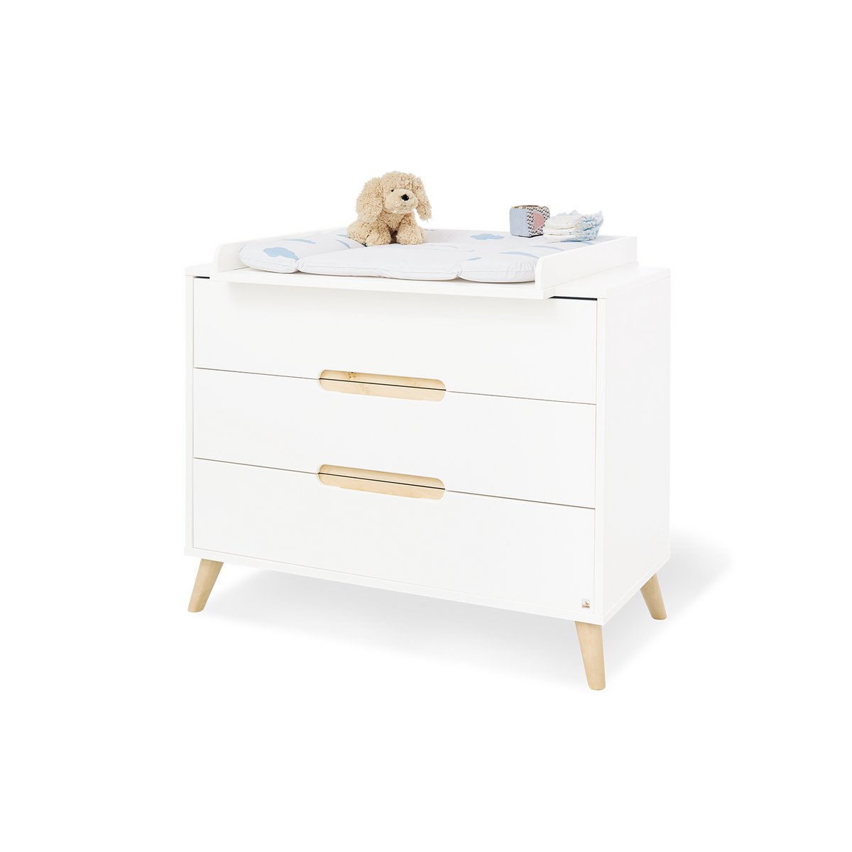 Kamer 'Move' – Brede starterset met wandplank (3-delig: Ledikant, Brede commode, Wandplank)