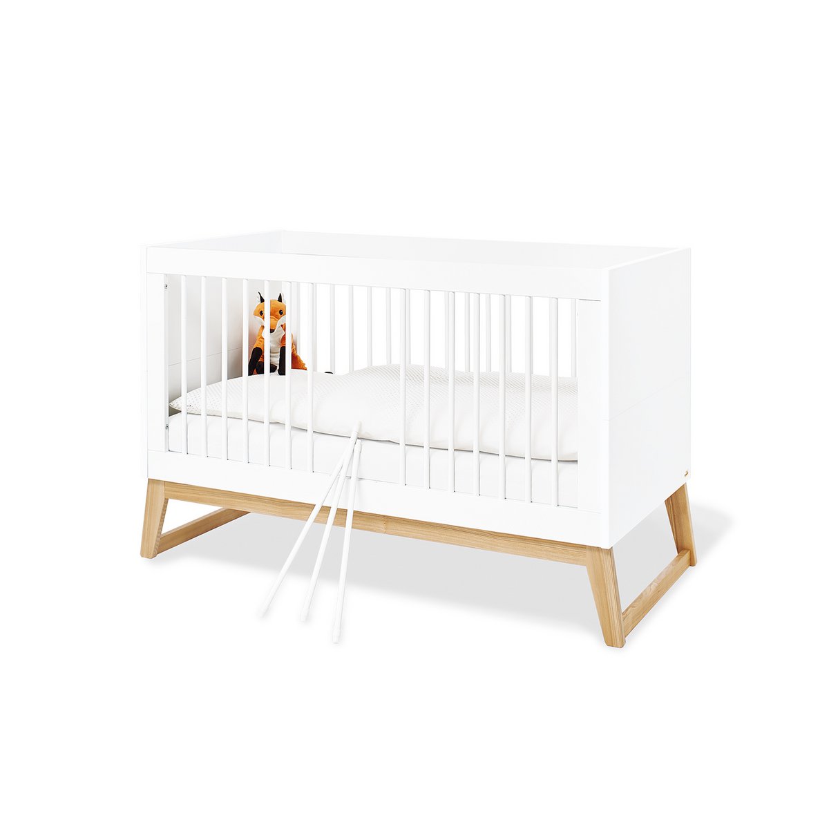 Kamer 'Bridge' – Brede starterset met wandplank (3-delig: Ledikant, Brede commode, Wandplank)