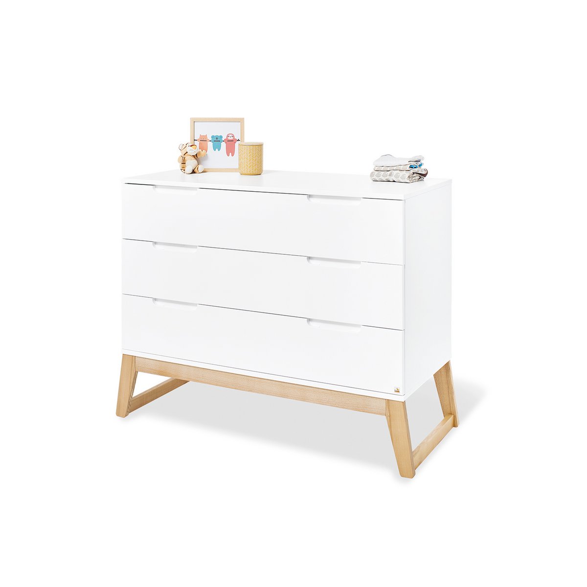 Kamer 'Bridge' – Brede starterset met wandplank (3-delig: Ledikant, Brede commode, Wandplank)