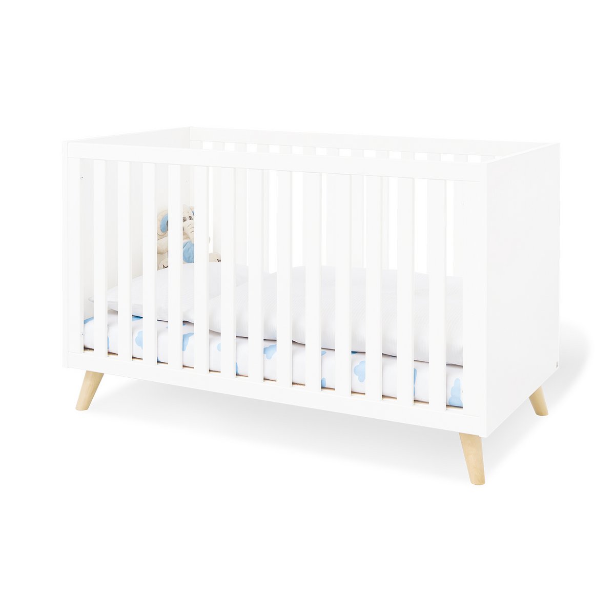 Kamer 'Move' – Brede starterset met wandplank (3-delig: Ledikant, Brede commode, Wandplank)