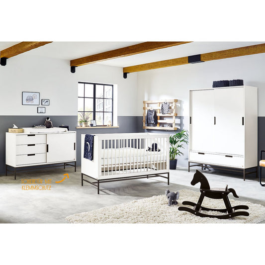 Kamer 'Steel' – Extra brede grote set (3-delig: Ledikant, Extra brede commode, Grote kledingkast)