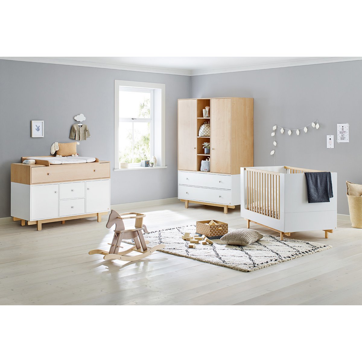 Kamer 'Boks' – Extra brede grote set (3-delig: Ledikant, Extra brede commode, Grote kledingkast)