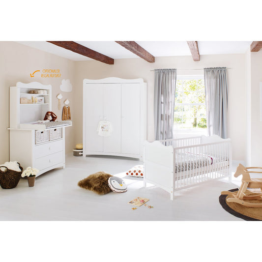 Kamer 'Florentina' – Brede grote set met kast (4-delig: Ledikant, Brede commode, Grote kledingkast, Brede kast)