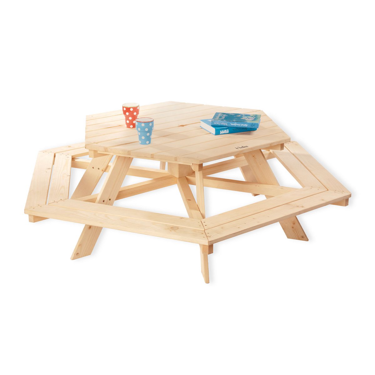 Kinderpicknicktafel 'Nicki voor 6' met Rugleuning – Nature
